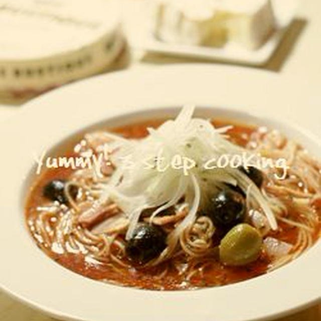 10分で出来ちゃう！野菜ジュースで作る、スープパスタ。