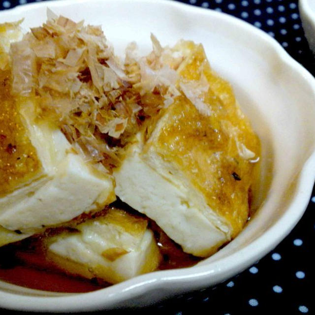 【レシピ】豆腐とわさびペッパーチーズのきつね焼き(^^♪