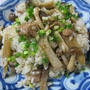 「豚の角煮で☆キノコと牛蒡の混ぜごはん」