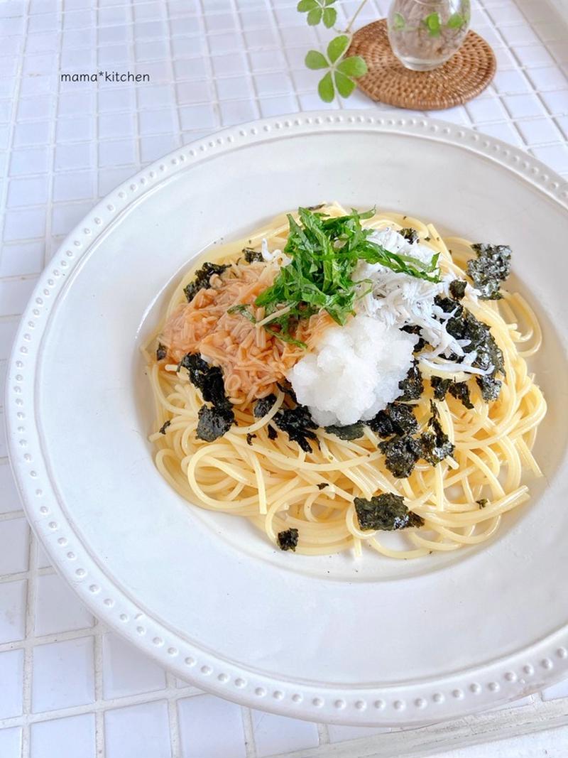 ご飯作り、ちょっとラクしたい時！盛るだけ♡しらすとなめたけおろしの和風パスタ