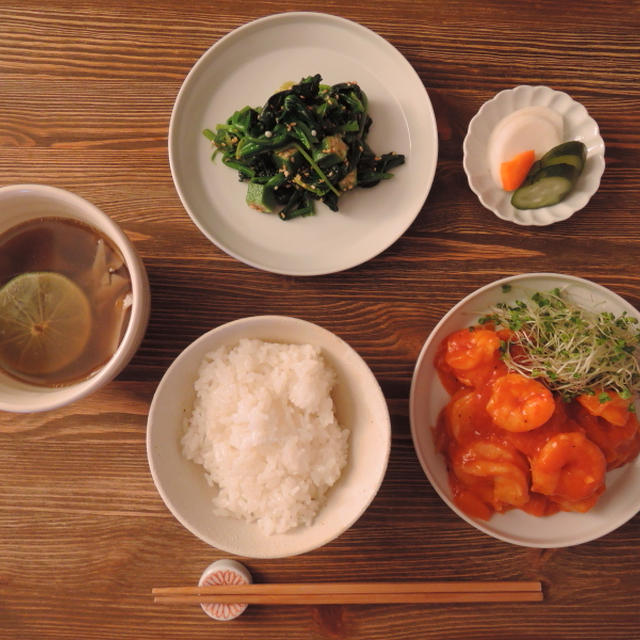 遅い晩御飯ですんが～えびチリを作ってみました～