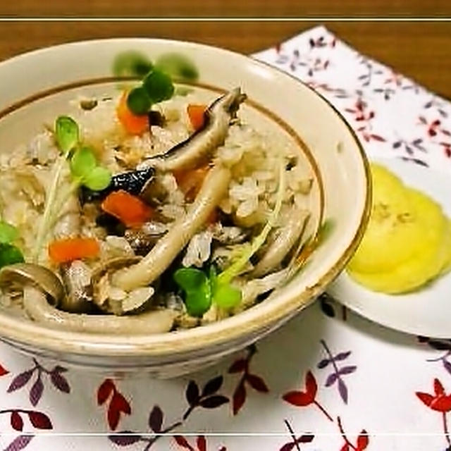 簡単レシピ＊えのき氷とツナの生姜風味炊き込みご飯
