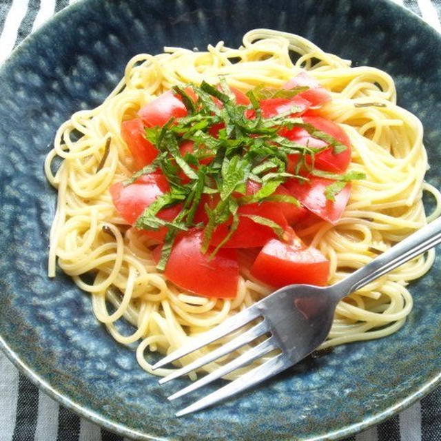 すごーく簡単で、美味しい、釜玉トマトパスタ♪