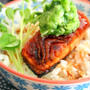 Salmon Rice Bowl with Cucumber Sauce緑酢添え鮭の丼
