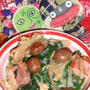 栗とほうれん草のカルボナーラ風＆キュウリとトマトの辣胡麻サラダ（お家カフェ）