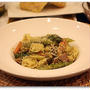 ベーコンと野菜のトルテリーニ、クリーミーバジルソース