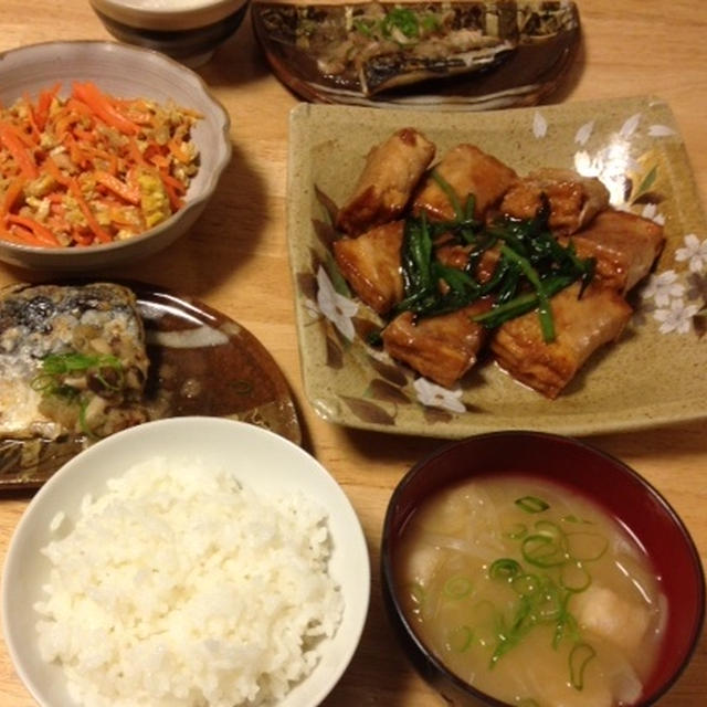 昨夜は厚揚げの肉巻き照り焼きなど～