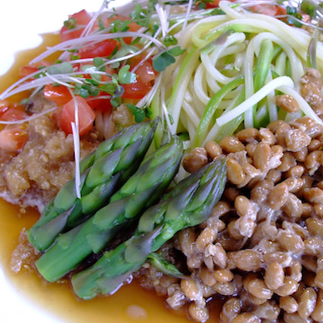 野菜いっぱいのみぞれ納豆パスタ　400kcal