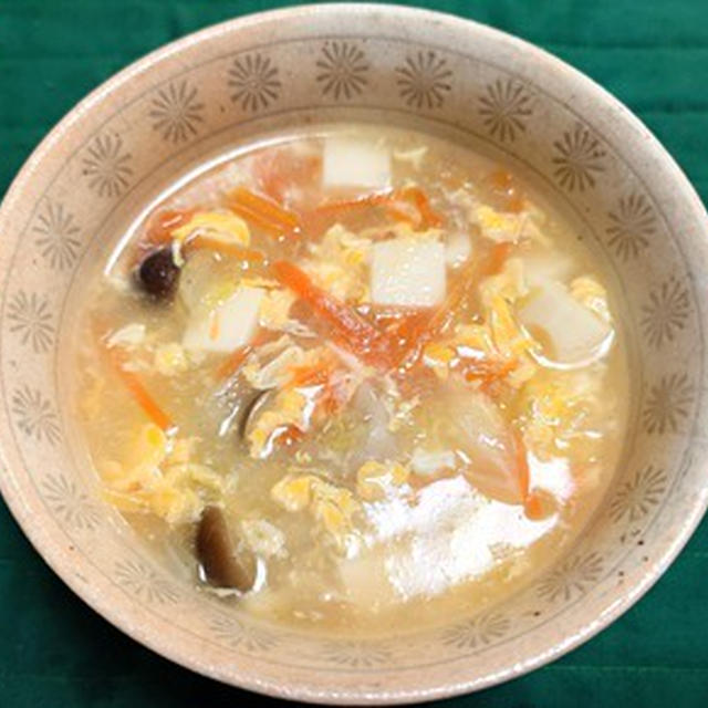豆腐と野菜の中華風かき玉スープ