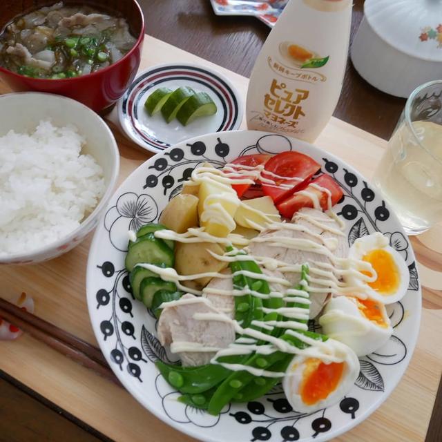LOHACOマヨネーズ(EC専用)を使ったボリュームサラダの晩ごはん