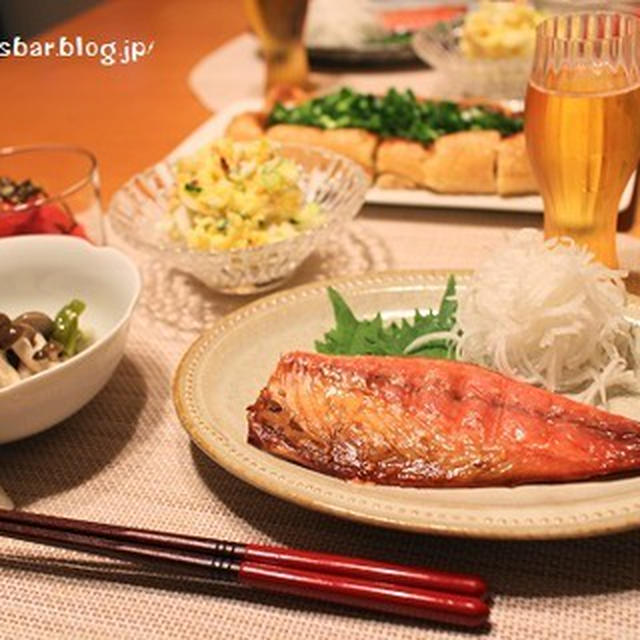 ～まごわやさしい～　『鯖みりん』の献立。