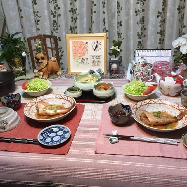 赤魚の煮付けに炊き込みご飯