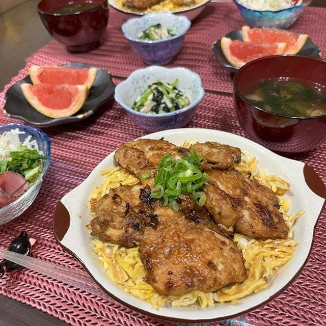 【おうちごはん】我が家の人気NO1！【鶏むねのガーリックオイマヨソテー丼de夕食】。と男子バレー