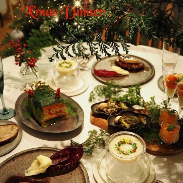 2021クリスマスディナー🎄牛ヒレ肉のロッシーニ風・野菜のテリーヌ・オードブルの森・クリスマスリースのポタージュ