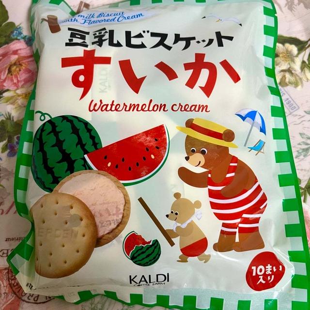夏期限定！カルディ 豆乳ビスケットすいか