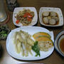 夜ご飯(121008)キスと野菜の天ぷら献立