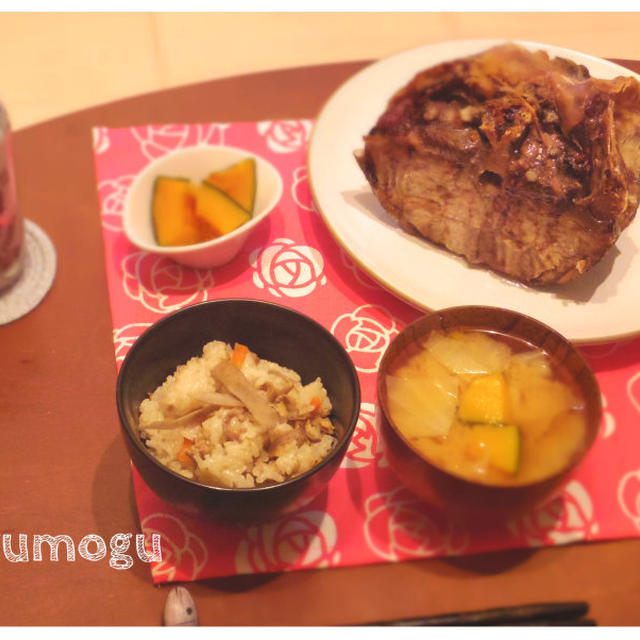 ゴボウと牛バラの炊き込みご飯＊