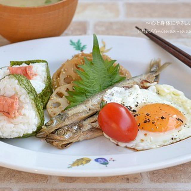 焼き明太子おにぎりのワンプレート