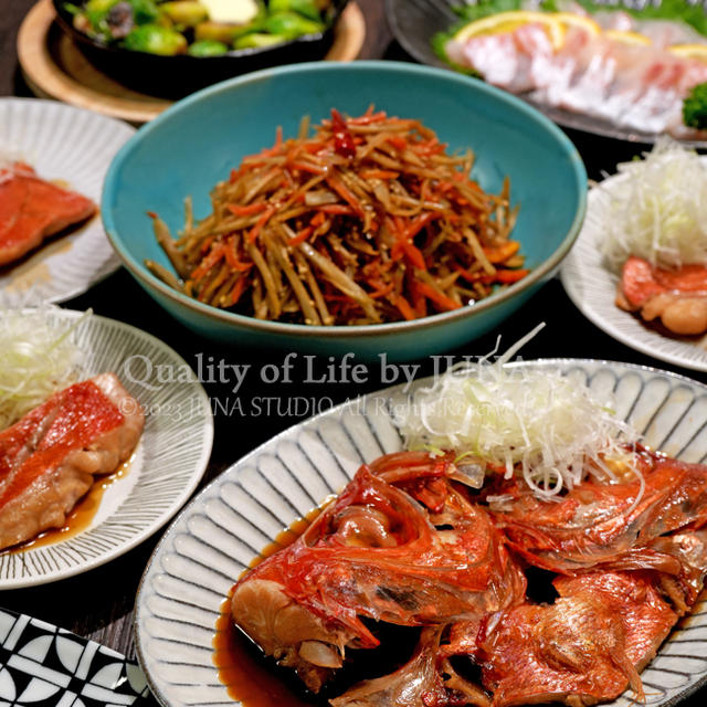 金目鯛のかぶと煮＆煮付け、鯛のお刺身など／免許の更新に行ったお話