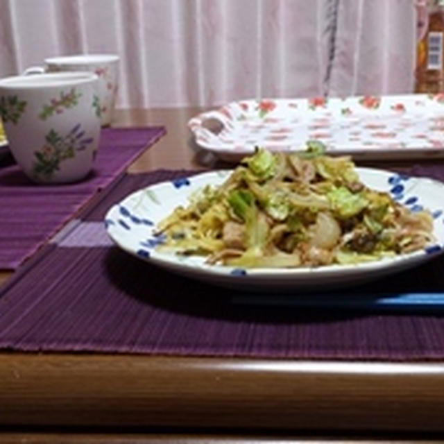 ポン酢で作る塩焼きそばとレンコン金平