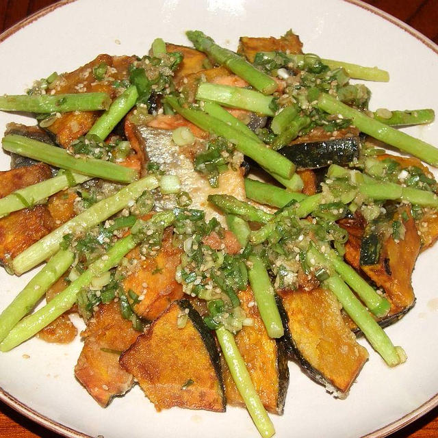 鮭と野菜の揚げポン酢