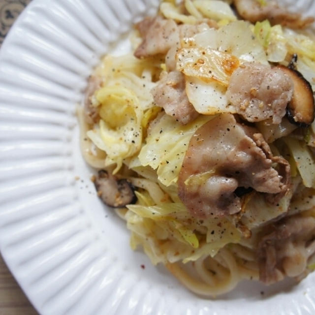 どっさりキャベツのネギ塩焼きうどん・幼稚園弁当その⑥
