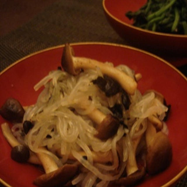 蒟蒻百珍　四十五珍目　【白滝と焼き茸のナムル】