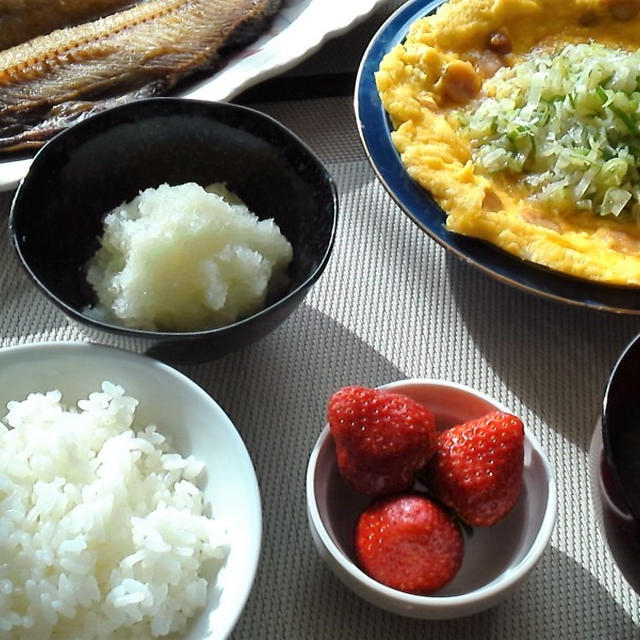 魚メイン！にがっかりさせない！和風オープンオムレツ　de　夕食　＆　お料理の組合せは工夫次第！？
