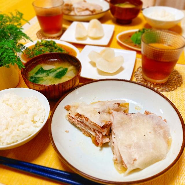 大根と豚肉のミルフィーユの夕ご飯