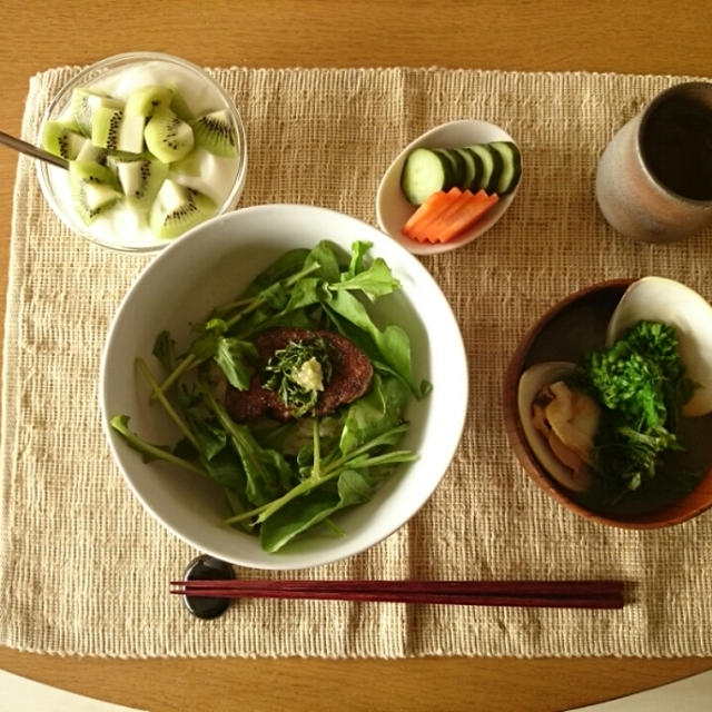 フォアグラ丼 と 蛤と菜の花のお吸い物