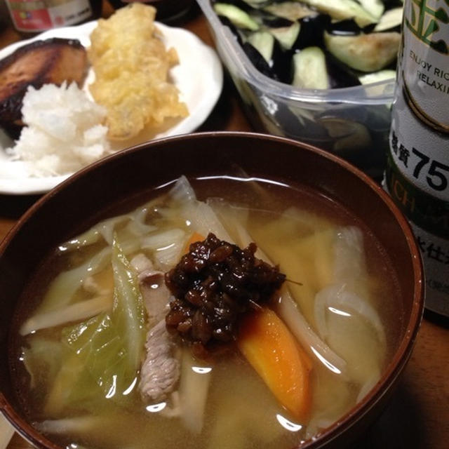 ウチの夜ご飯☆豚汁とブリ味噌浸け焼き