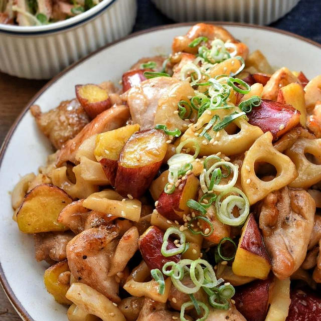 【鶏もも肉レシピ】お箸が止まらない！鶏もも肉とさつま芋の甘酢炒め♡レシピあり♡