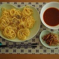 ■レシピ■フライド牛蒡の食感と香ばしさでいただく　つけパスタ
