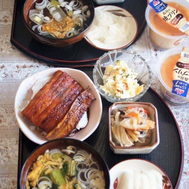 ■ランチセットレシピ【穴子丼／ポテトサラダ／切干大根の煮付け／その他】