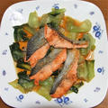 鮭のソテー青梗菜添え＆冬瓜と竹輪のツナ煮