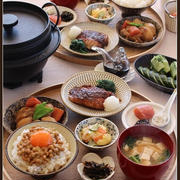 まぐろの生姜焼き！納豆ＴＫＧ！で、朝昼兼用お昼ごはん♪