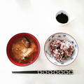 11月5日の朝ごはん★ぶりあらと大根の味噌汁(母自家製味噌仕様)、海苔の佃煮、十六穀米ごはん