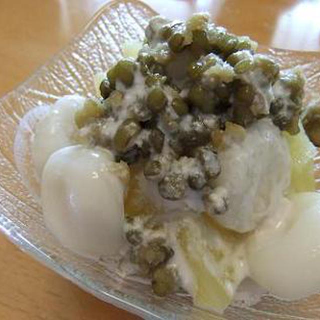 緑豆でおやつをふたっつ　ココナッツミルクのかき氷と白玉