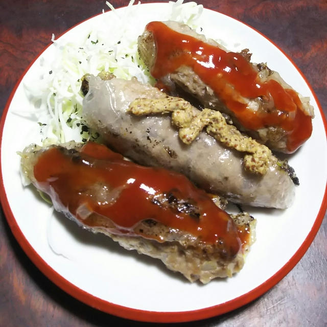 ライスペーパーで手造りウィンナーソーセージ風