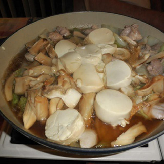 アメリカ松茸で鶏すき焼き鍋