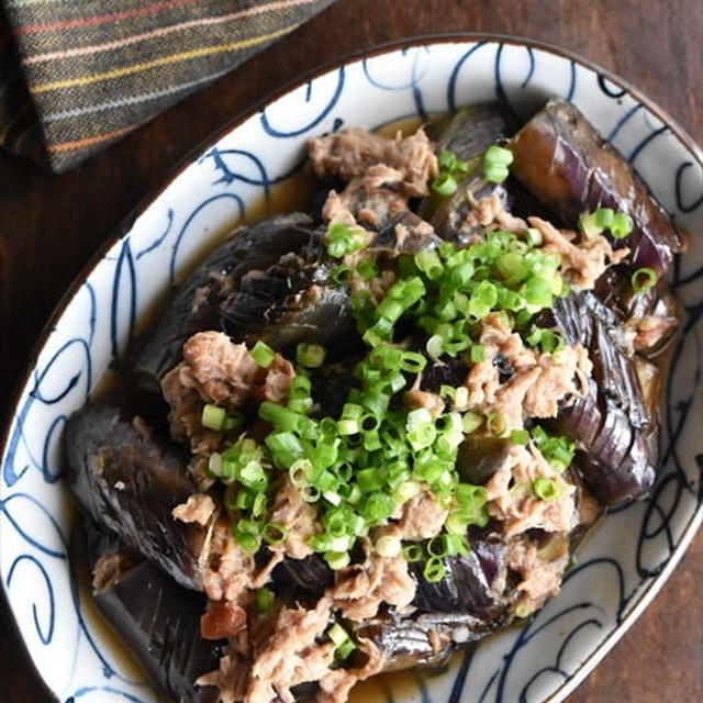 梅干入りでさっぱり！ナスとツナの麺つゆ煮びたし