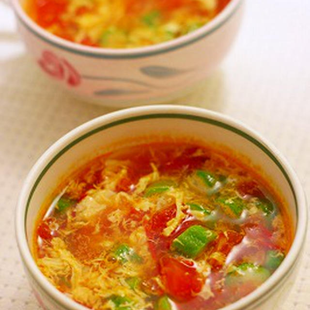 オクラとトマトと卵のスープ
