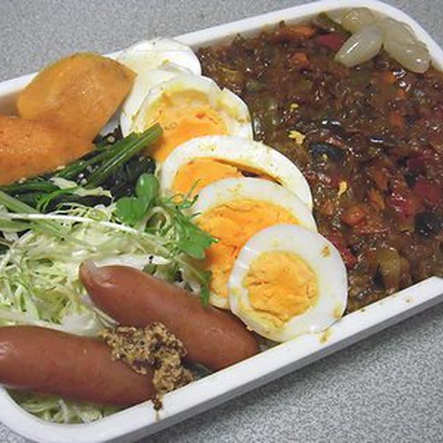 ドライカレー弁当。飲み会。スリスリするきなこ