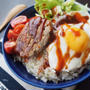 豆腐ハンバーグ×もやしライスのロコモコ