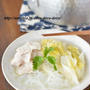 「豚肉と白菜と春雨の蒸し煮鍋（塩麹風味）」～蒸してから煮ると野菜が甘くておいしいよ♪