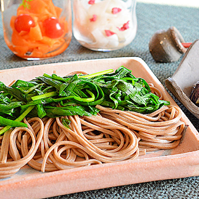 ニラ蕎麦とつくレポのランチ♪ ☆ 九州の“お野菜便”