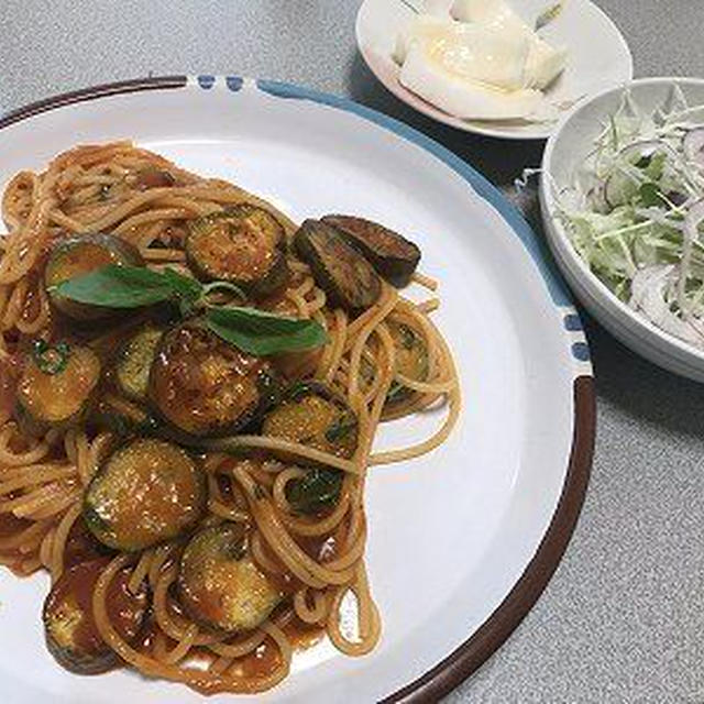 茄子入りミートスパゲッティ