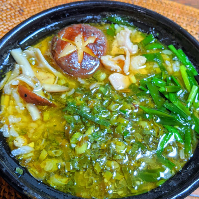 麦ごはんで✿鶏肉とニラの塩ダレ雑炊