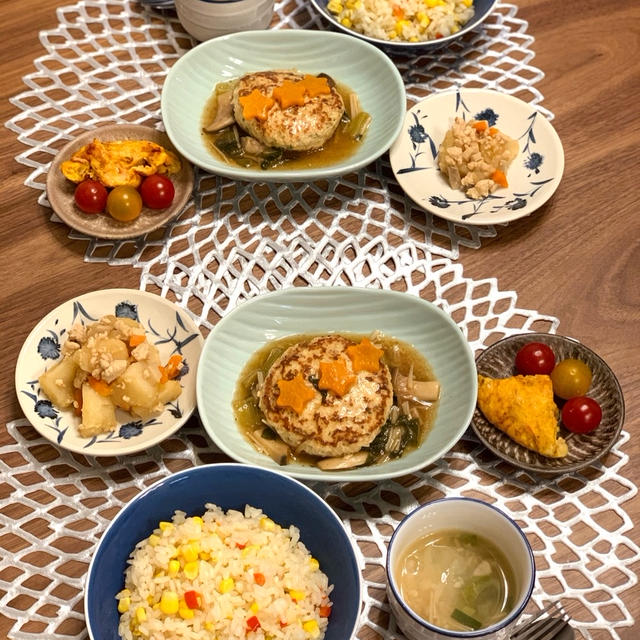 七夕ごはん とろ〜り餡掛けハンバーグ 夏のイタリアン麺