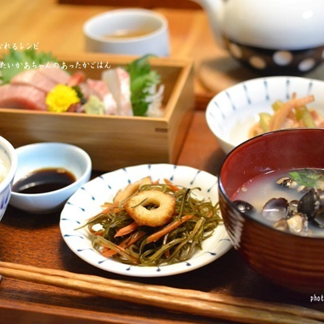 晩ごはんは春の食材とお刺身定食